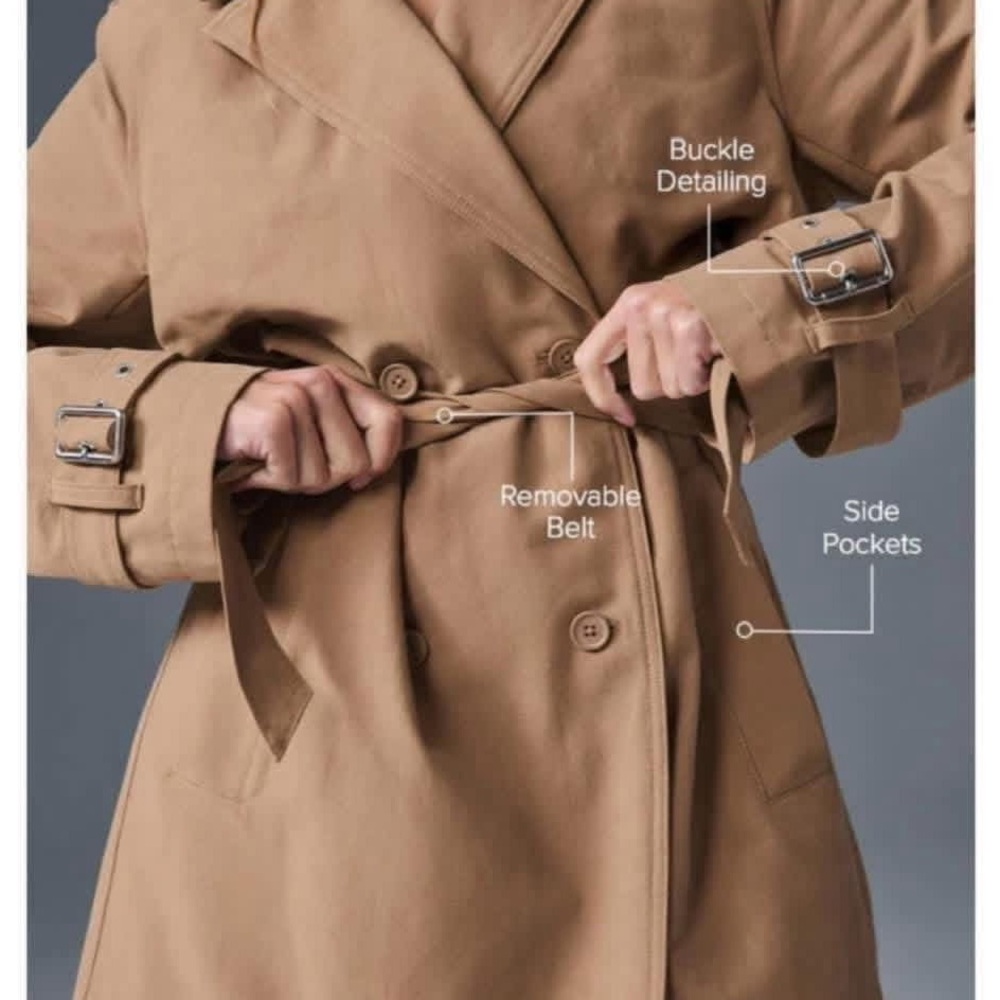 ALO Yoga Tan Trench Coat with Buckle Details